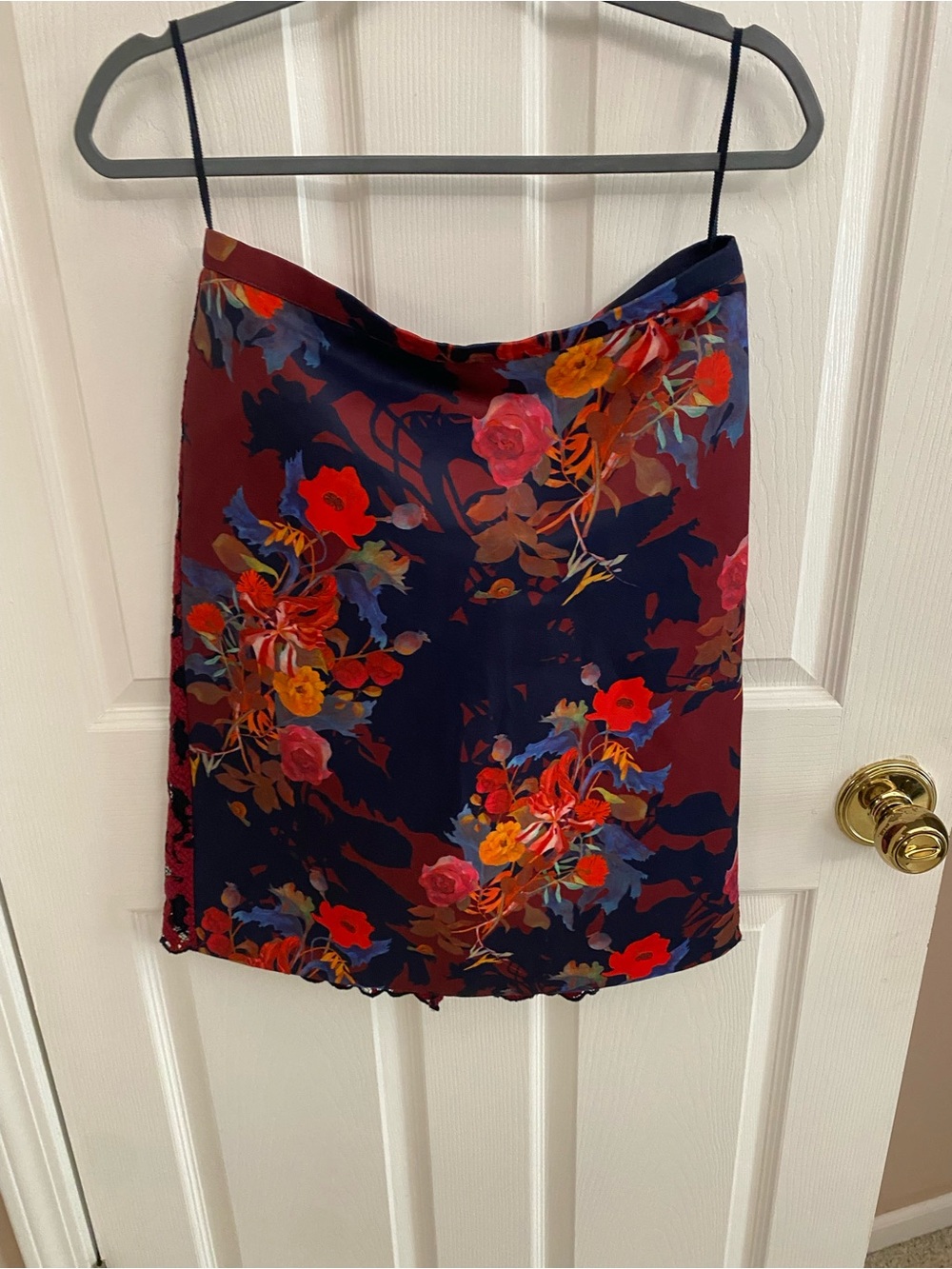 leifsdottir Floral Mini Skirt in Navy & Burgundy